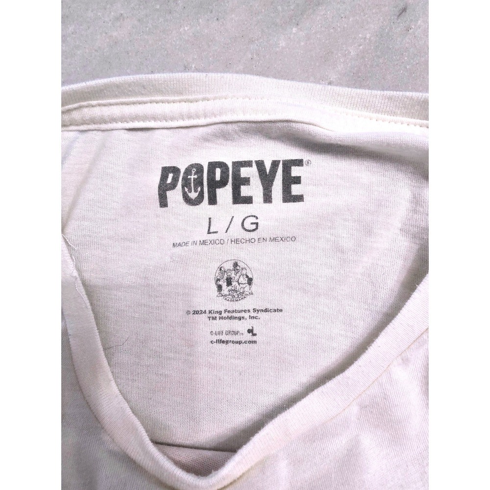Popeye the Sailor Off White Ivory T-shirt Adult Large Spinach‎ LARGE - Picture 4 of 6